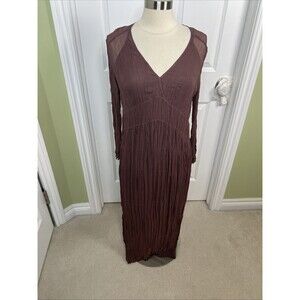 VTG J Jill Crinkle Silk Maxi Slip Dress Crepe Layered Fairy M Whimsical 2 PC